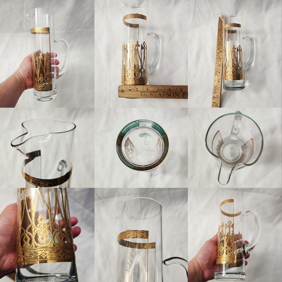 Culver Ltd. 22K Gold Signed VTG Mid-Century Antigua Tall Cocktail Pitcher Valenc - Picture 14 of 16